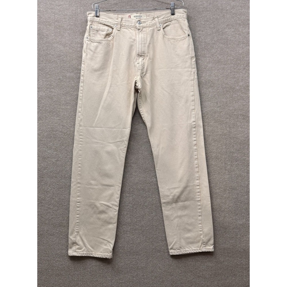 Levis 505 Jeans Mens 36x34 Beige Regular Fit Straight Leg Casual
